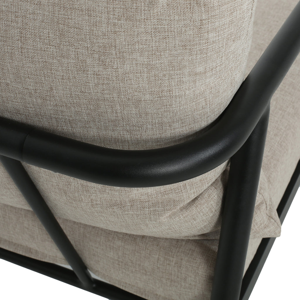 Outdoor Club Chair with Aluminum Frame, Padded Seat and back Cushions, Set of 2