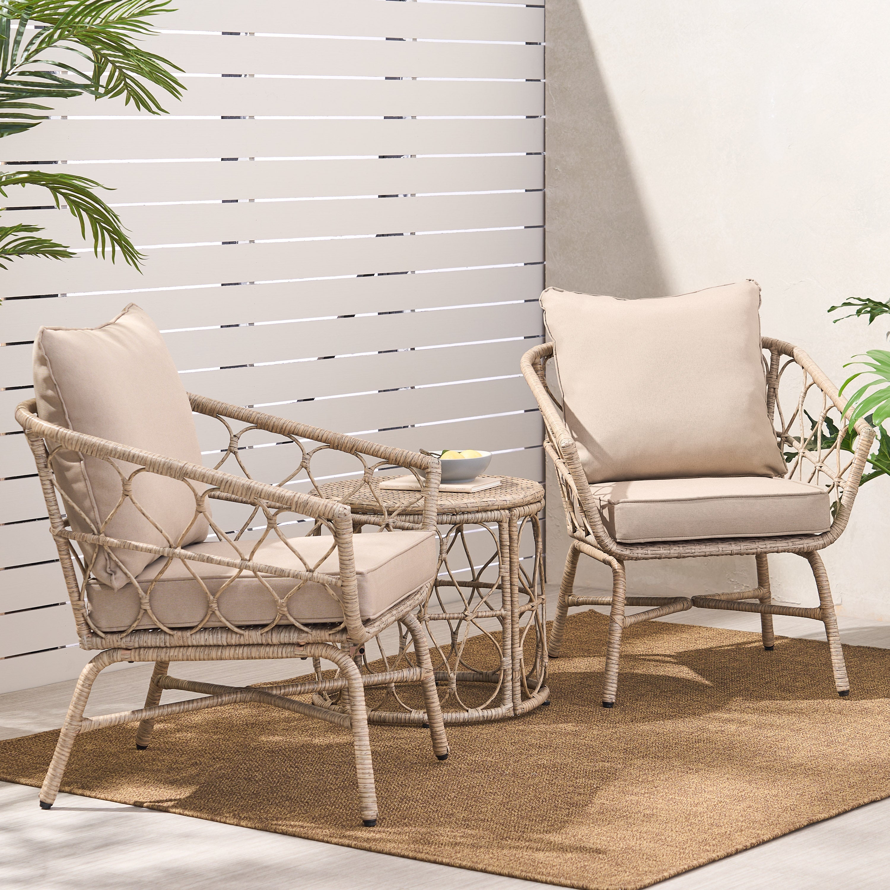 Zircon 3-Piece Patio Set with 2 Club Chairs and Round Table