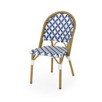 French Bistro Outdoor Dining Chairs, Set of 2 Navy & White