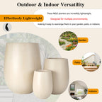 Egg Shaped Lightweight Outdoor Planter, Set of 3
