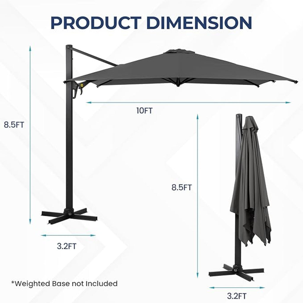 6.5 x 10 ft Rectangular Patio Umbrella with Crank, Base Not Included