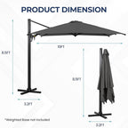 6.5 x 10 ft Rectangular Patio Umbrella with Crank, Base Not Included