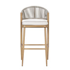 Outdoor Metal Frame Stools with Scallop-Shaped Backrest & Water-Resistant Cushions, Set of 2