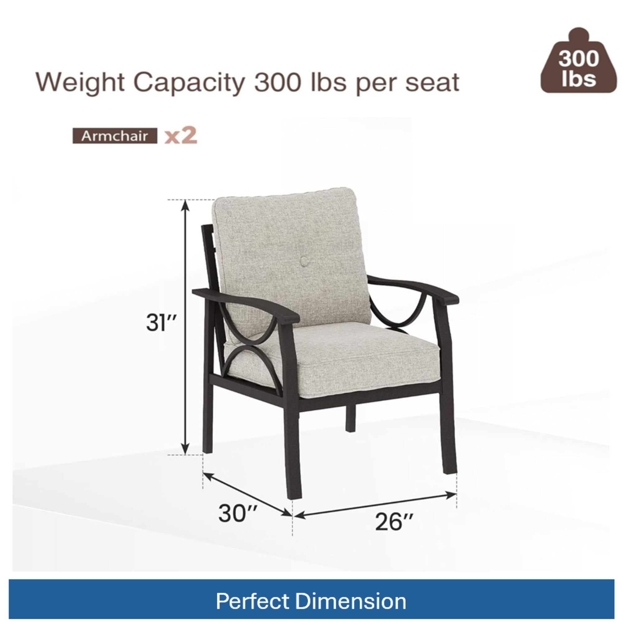 Marisol All-Weather Metal Armchairs, Set of 2