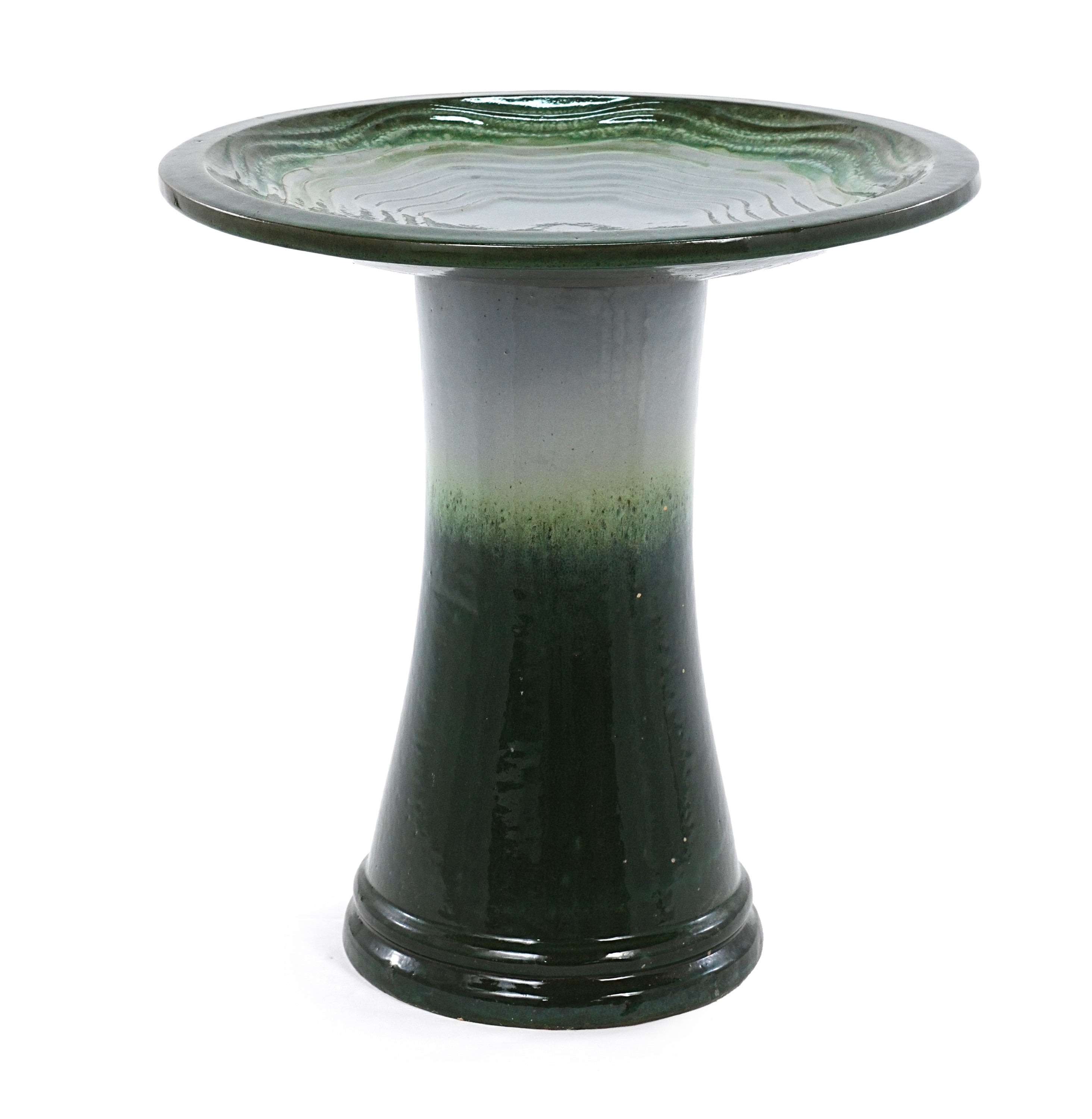 17'' Green Ombre Ceramic Bird Bath