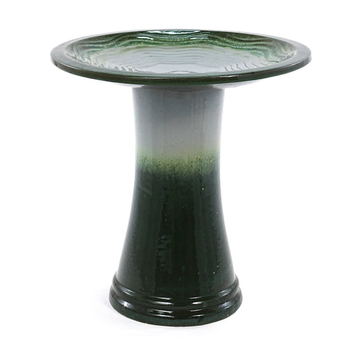 17'' Green Ombre Ceramic Bird Bath