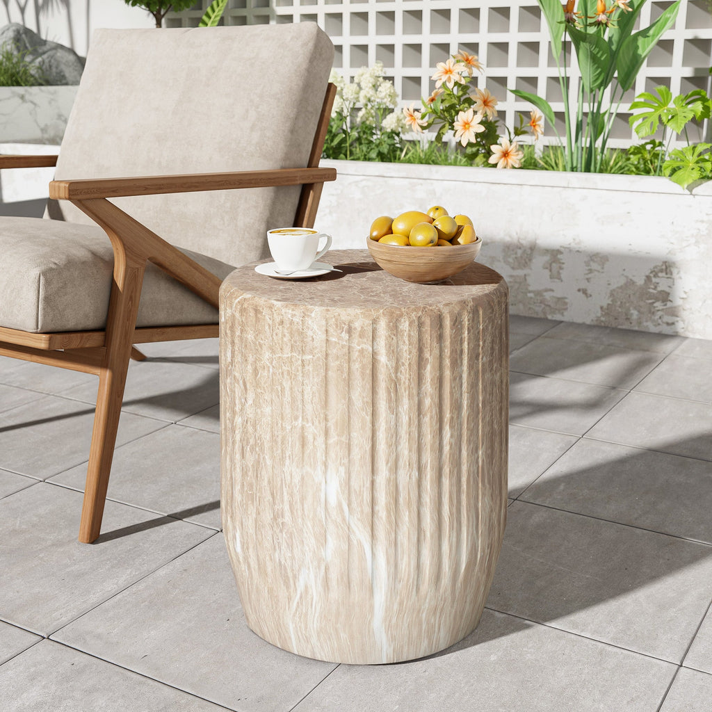 Outdoor Cicci Carved Side Table