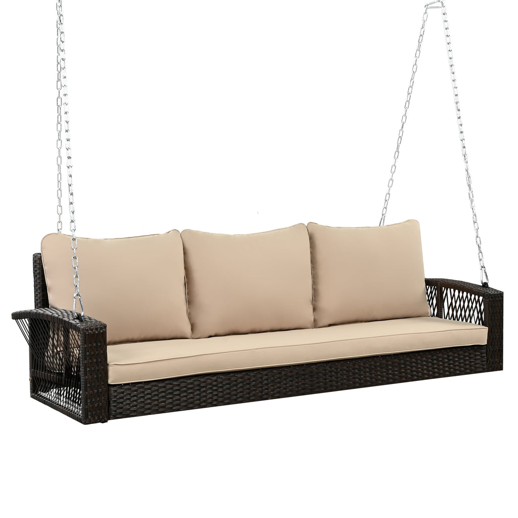 3-Person Large Porch Swing with Cushions