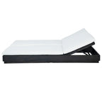Adjustable Acacia Wood Low-Profile Double Sunlounge with Cushion