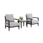 Mariner 3 Piece Outdoor Aluminum Club Chair Chat Set with Sunbrella Cushions