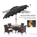 9' Double Top Ruffled Patio Umbrella with Push Button Tilt and Crank