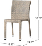 Larache Outdoor Aluminum Armless Rattan Dining Chairs, Set of 4