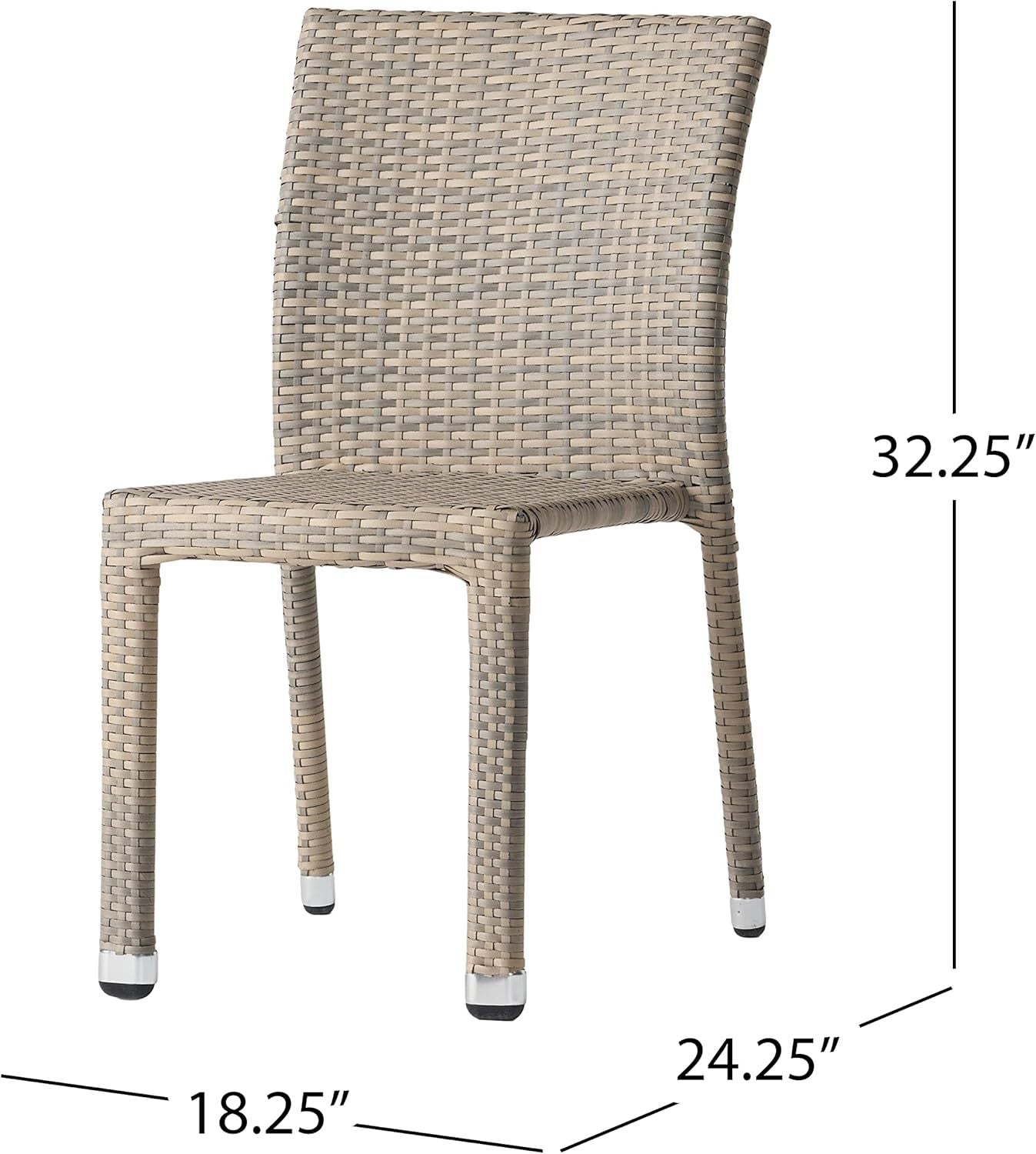 Larache Outdoor Aluminum Armless Rattan Dining Chairs, Set of 4