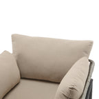 Brisa Outdoor Modern Iron Lounge Chair with Rope Weave