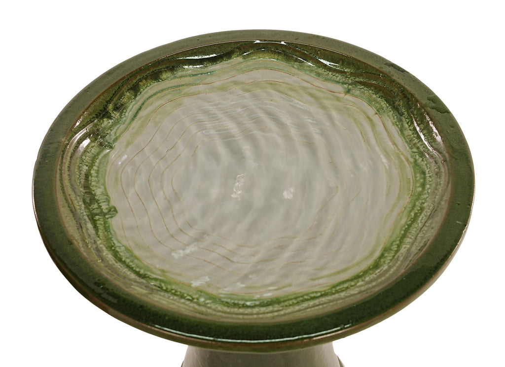 17'' Green Ombre Ceramic Bird Bath