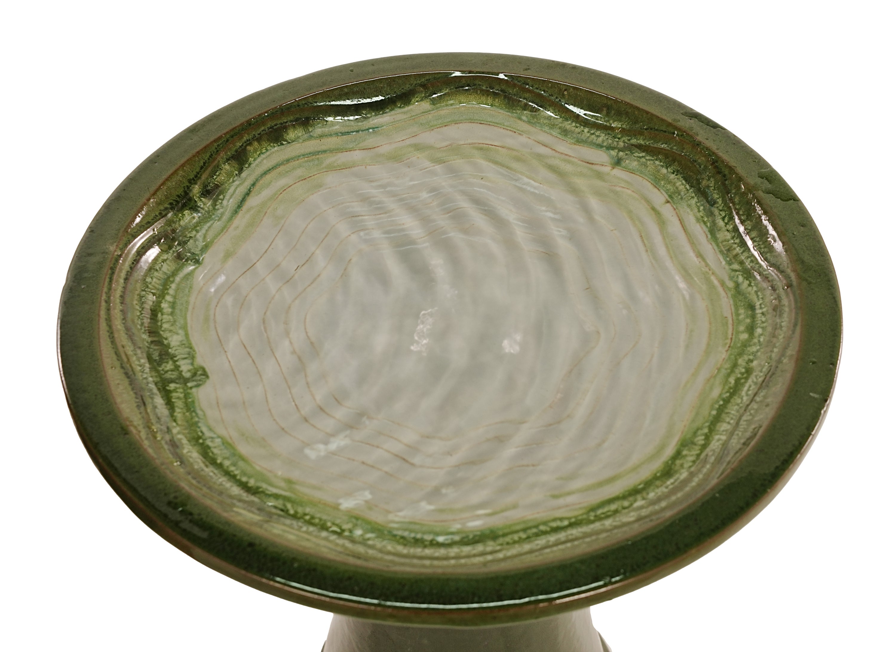 17'' Green Ombre Ceramic Bird Bath