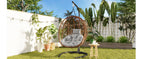 Folding Hanging Swinging Egg Chair with Stand & Tufted Cushion