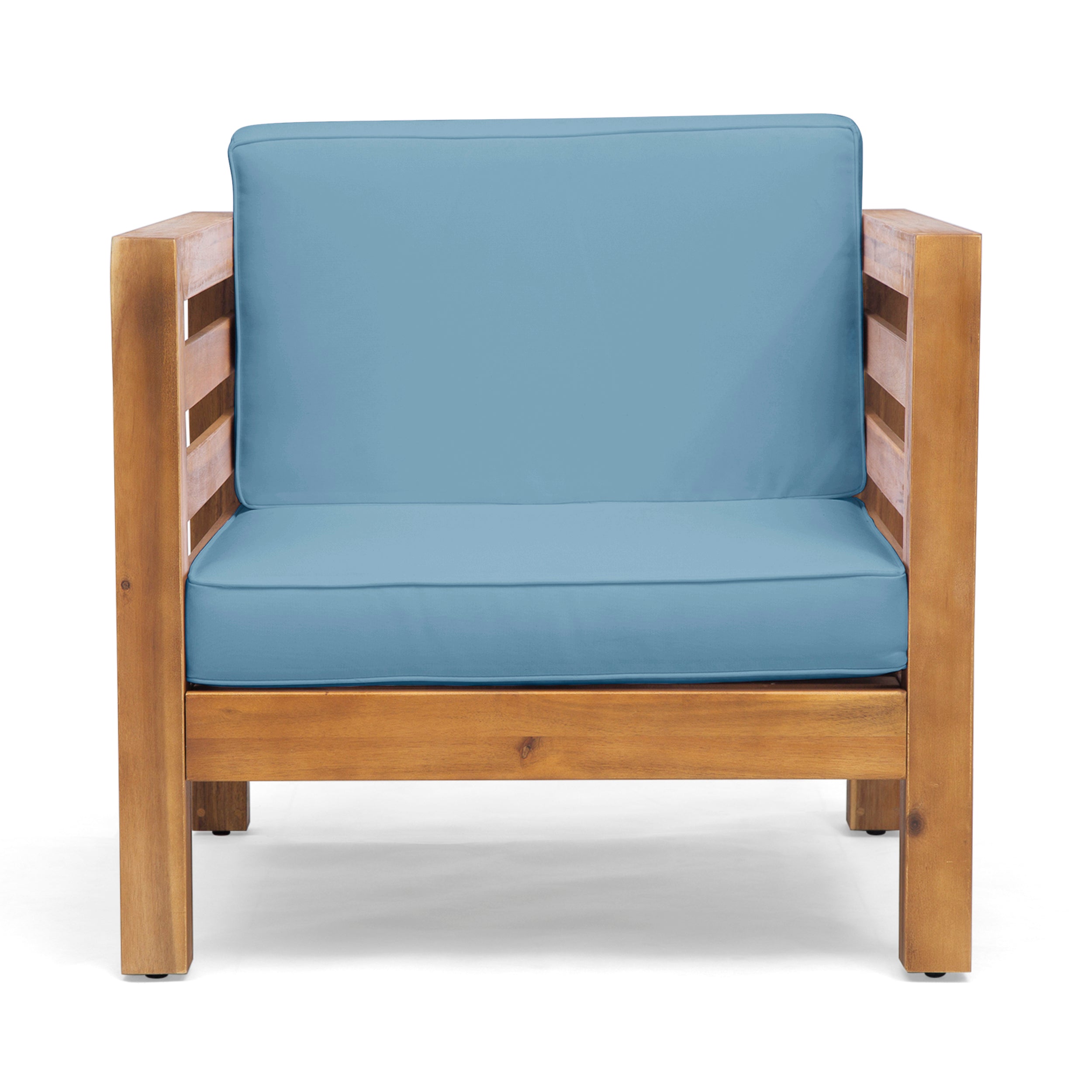 Oana Outdoor Acacia Wood Club Chair with Cushion