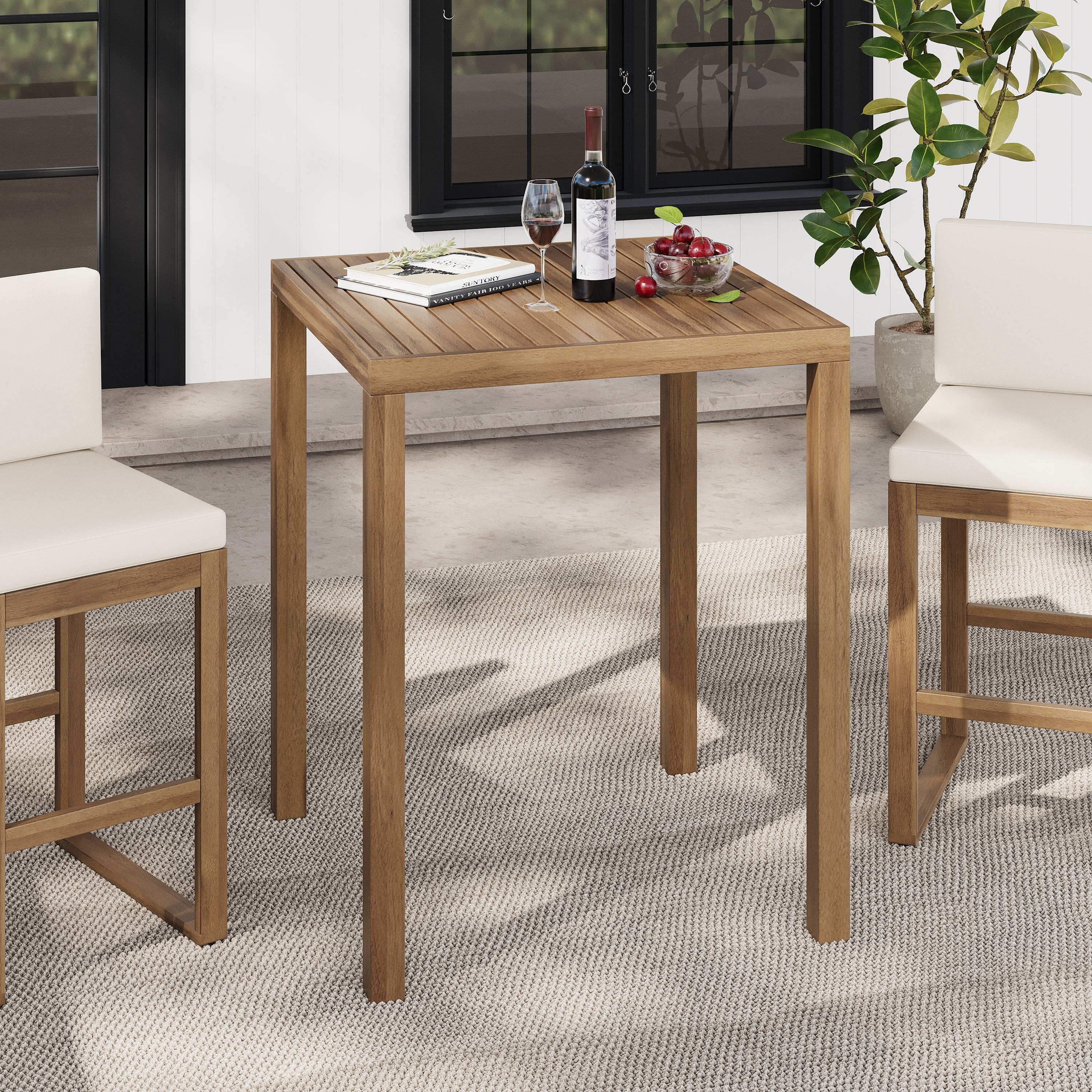 Seacliff Outdoor Acacia Wood Bar Table
