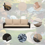 3-Person Large Porch Swing with Cushions