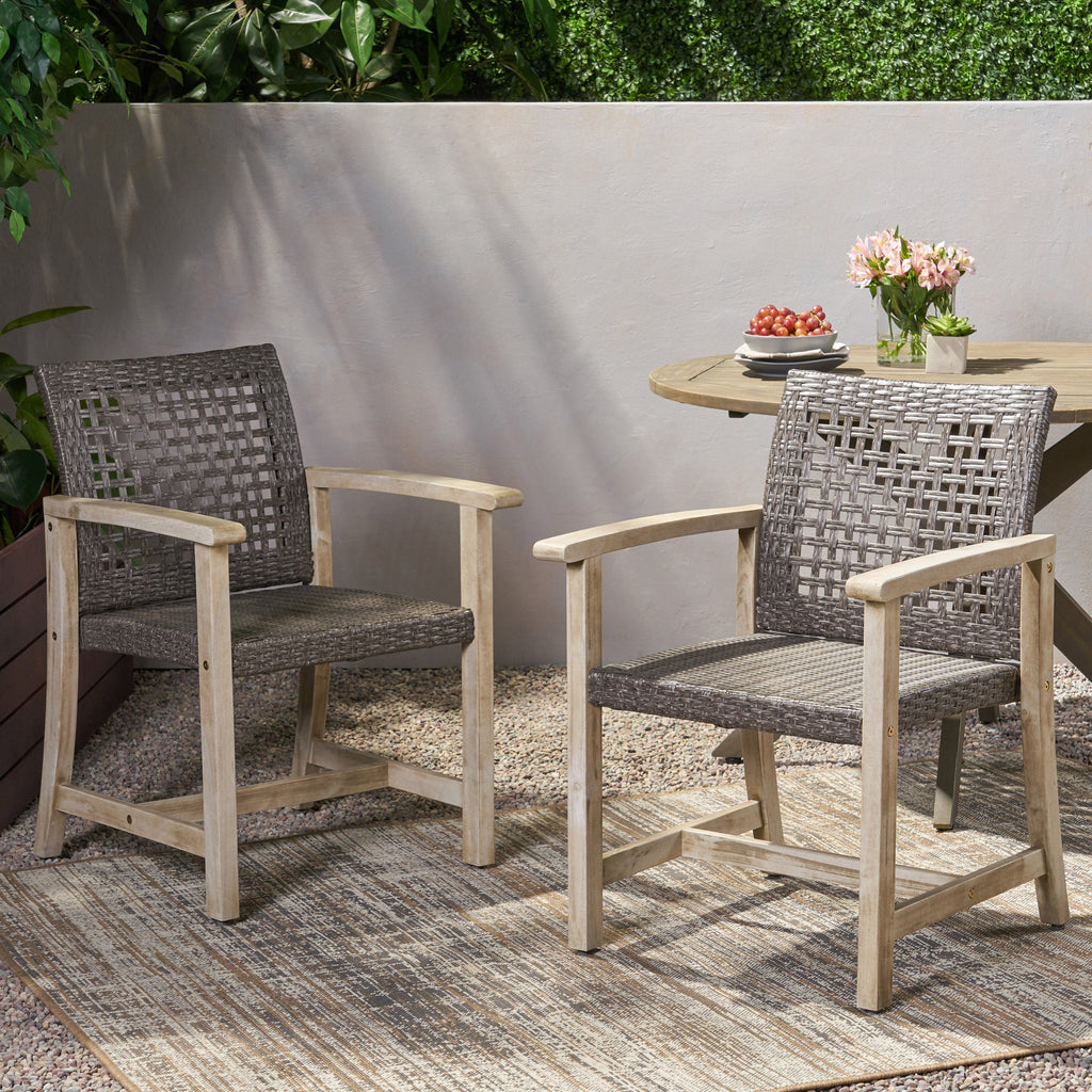 Hampton Outdoor Rattan Dining Chairs, Set of 2