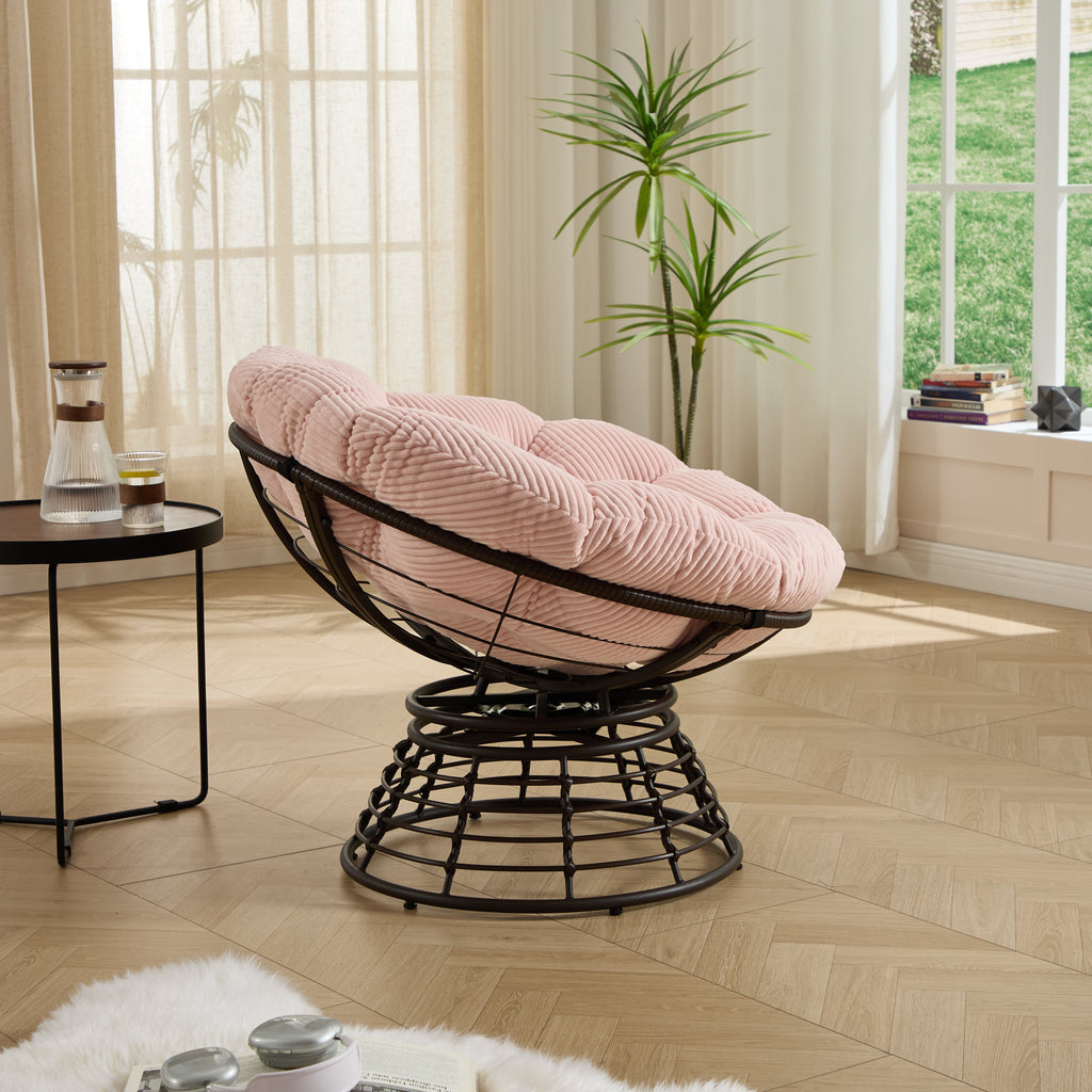 360° Swivel Indoor Outdoor Wicker Papasan Chair with Soft Thick Cushion