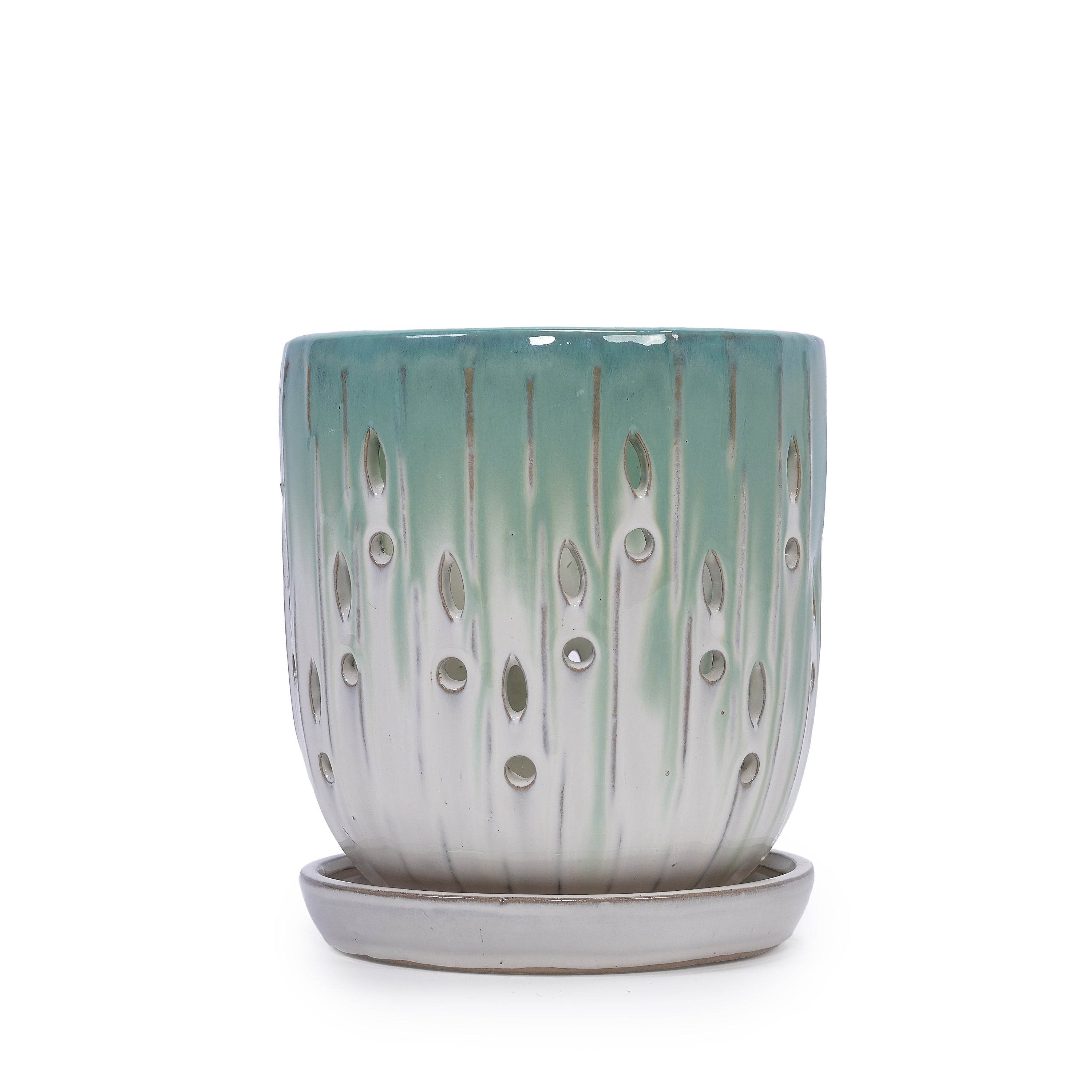 Aven Teal Handmade Ceramic Planter, Set of 2