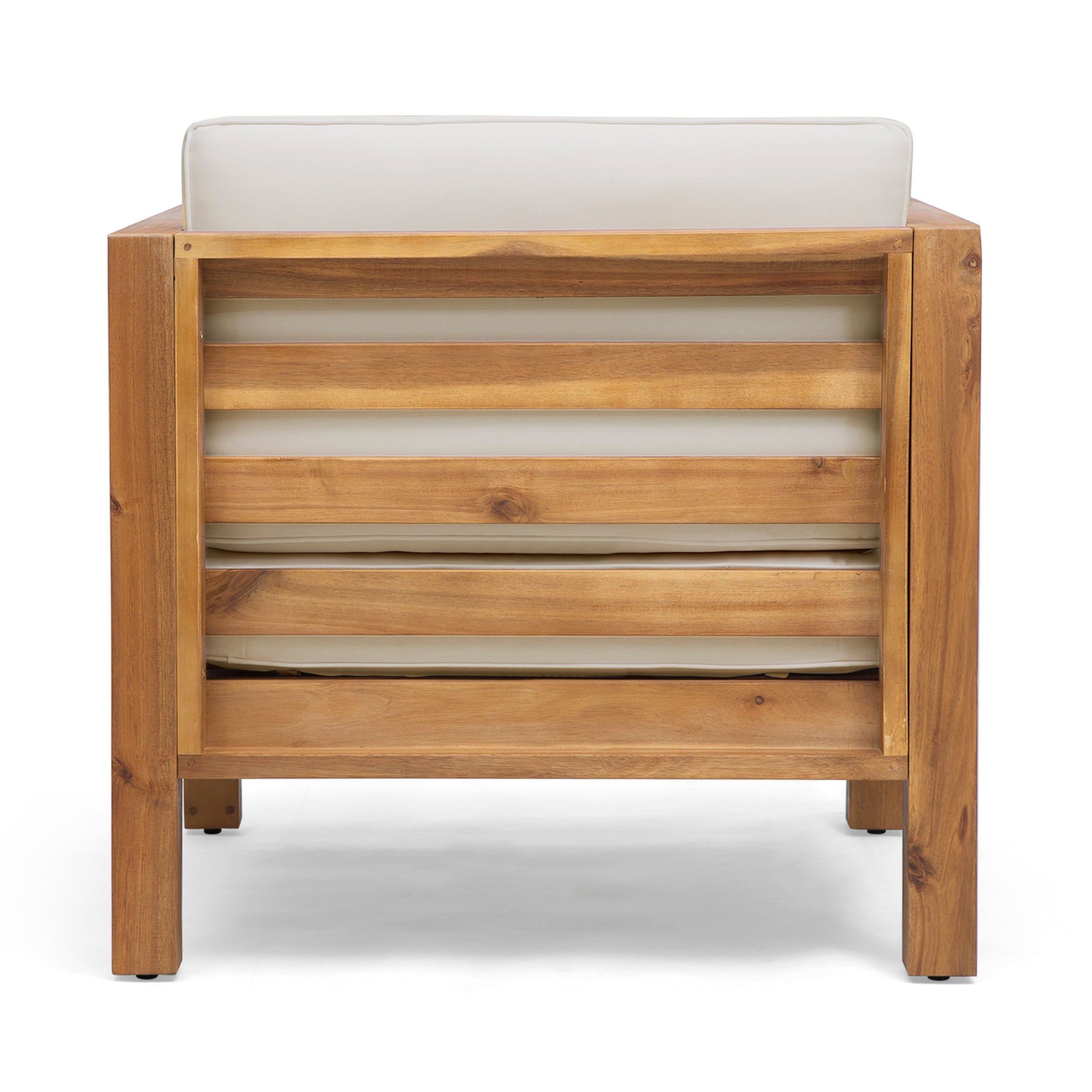 Oana Outdoor Acacia Wood Club Chair with Cushion