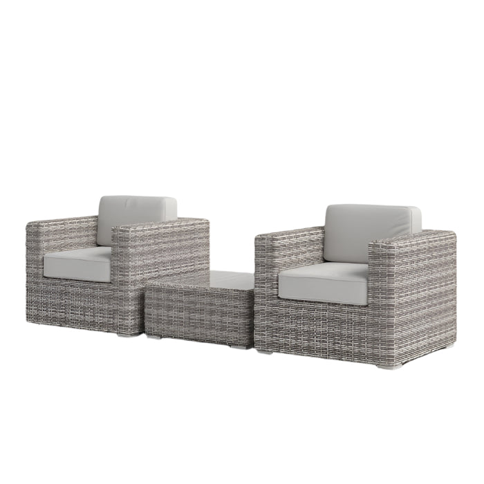 Modern All-Weather Wicker Outdoor Accent Chairs, 3-Piece Set