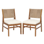 Monica Outdoor Wood and Wicker Woven 7 Piece Dining Set