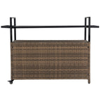 Outdoor Rolling Wicker Bar Cart with Glass Top
