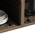 Outdoor Rolling Wicker Bar Cart with Glass Top
