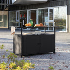 Outdoor Rolling Wicker Bar Cart with Glass Top
