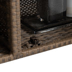Outdoor Rolling Wicker Bar Cart with Glass Top