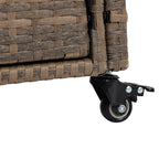 Outdoor Rolling Wicker Bar Cart with Glass Top