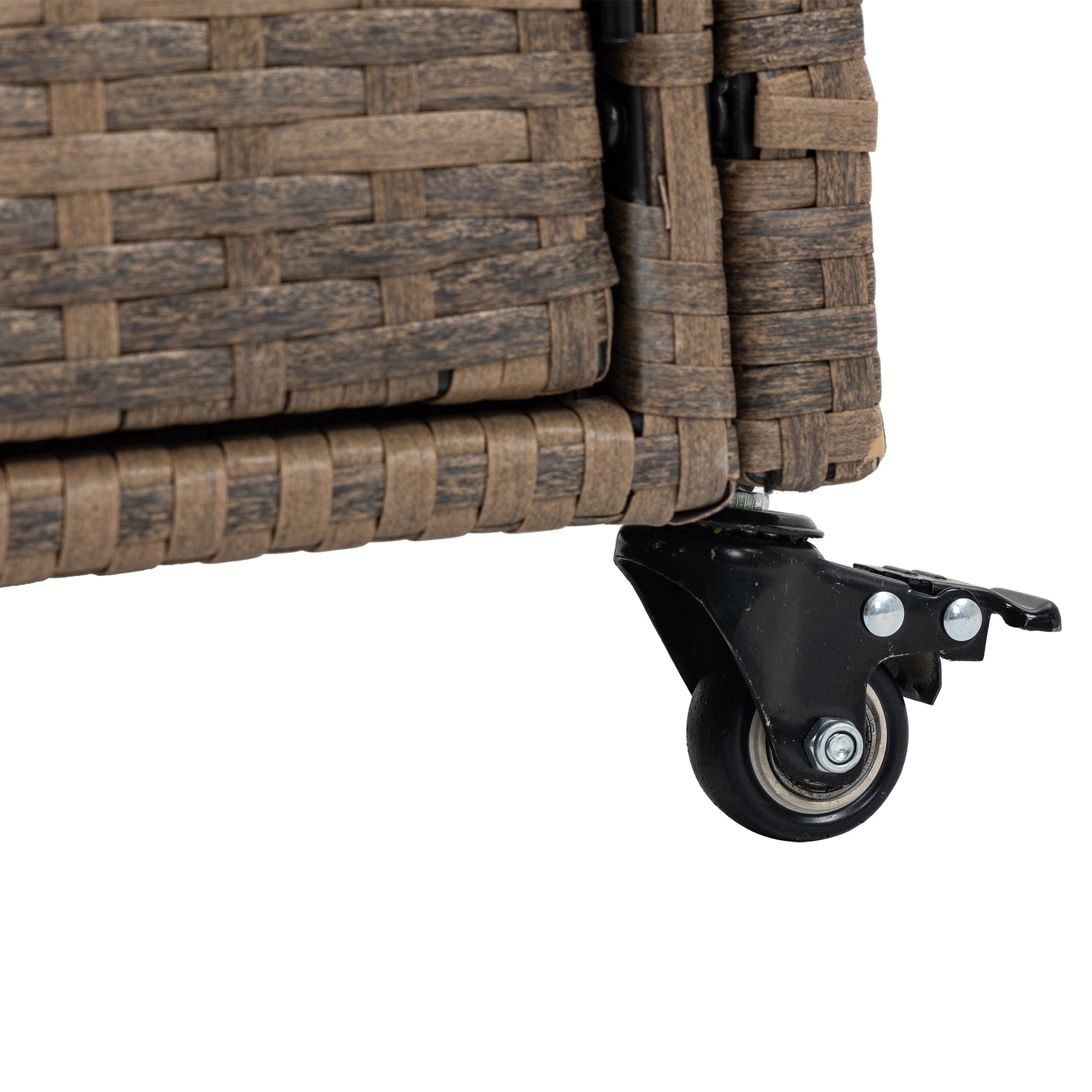 Outdoor Rolling Wicker Bar Cart with Glass Top