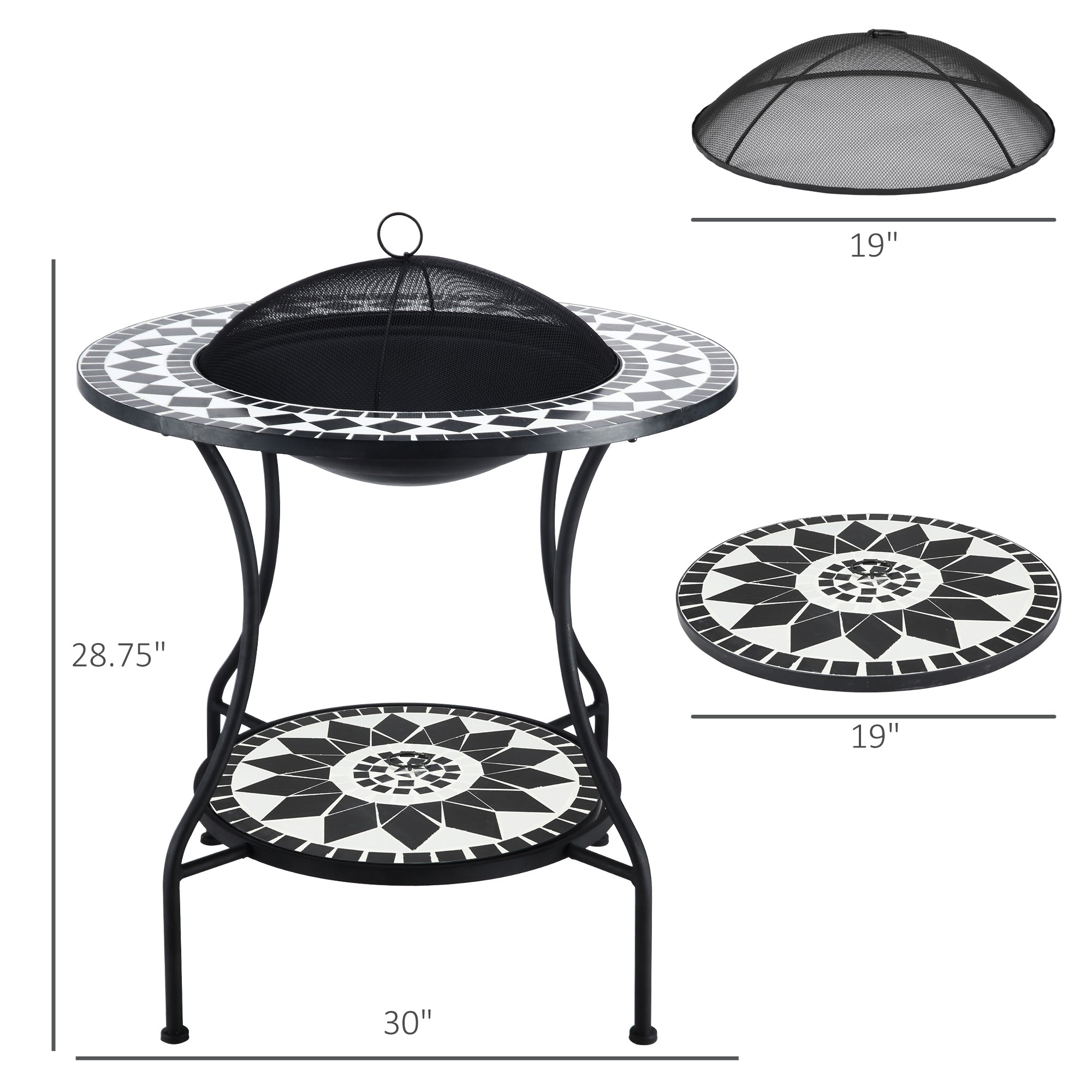 3-in-1 Mosaic Outdoor Fire Pit Dining Table