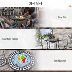 3-in-1 Mosaic Outdoor Fire Pit Dining Table