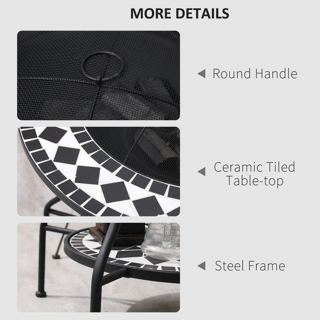 3-in-1 Mosaic Outdoor Fire Pit Dining Table