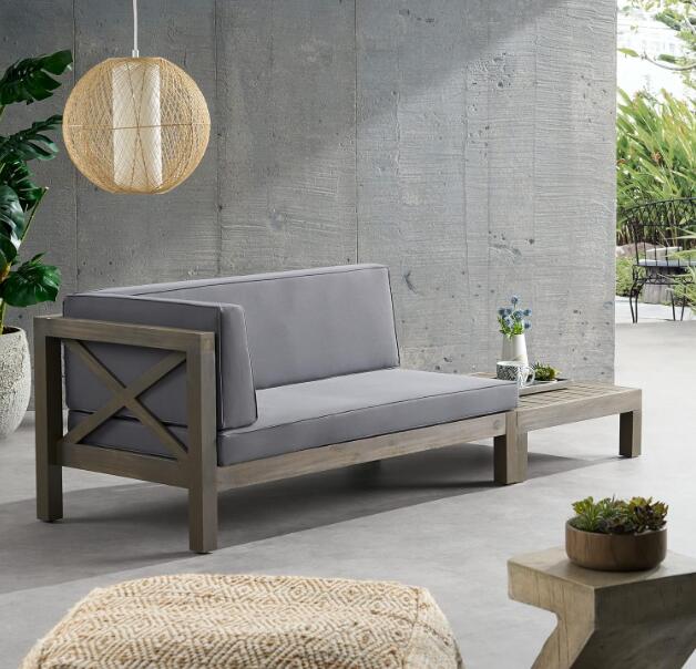 Brava Outdoor X-Back Corner Bench with Coffee Table