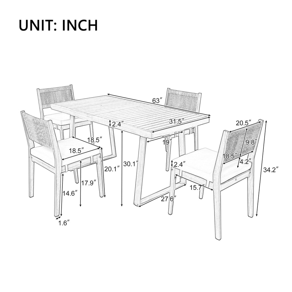 Outdoor Acacia Wood Dining Table Set