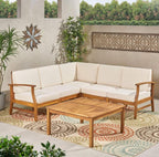 Perla Outdoor L-Shape Sectional Sofa with Coffee Table
