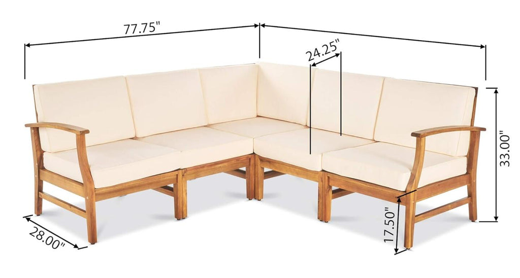 Perla Outdoor L-Shape Sectional Sofa with Coffee Table