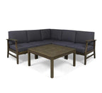 Perla Outdoor L-Shape Sectional Sofa with Coffee Table