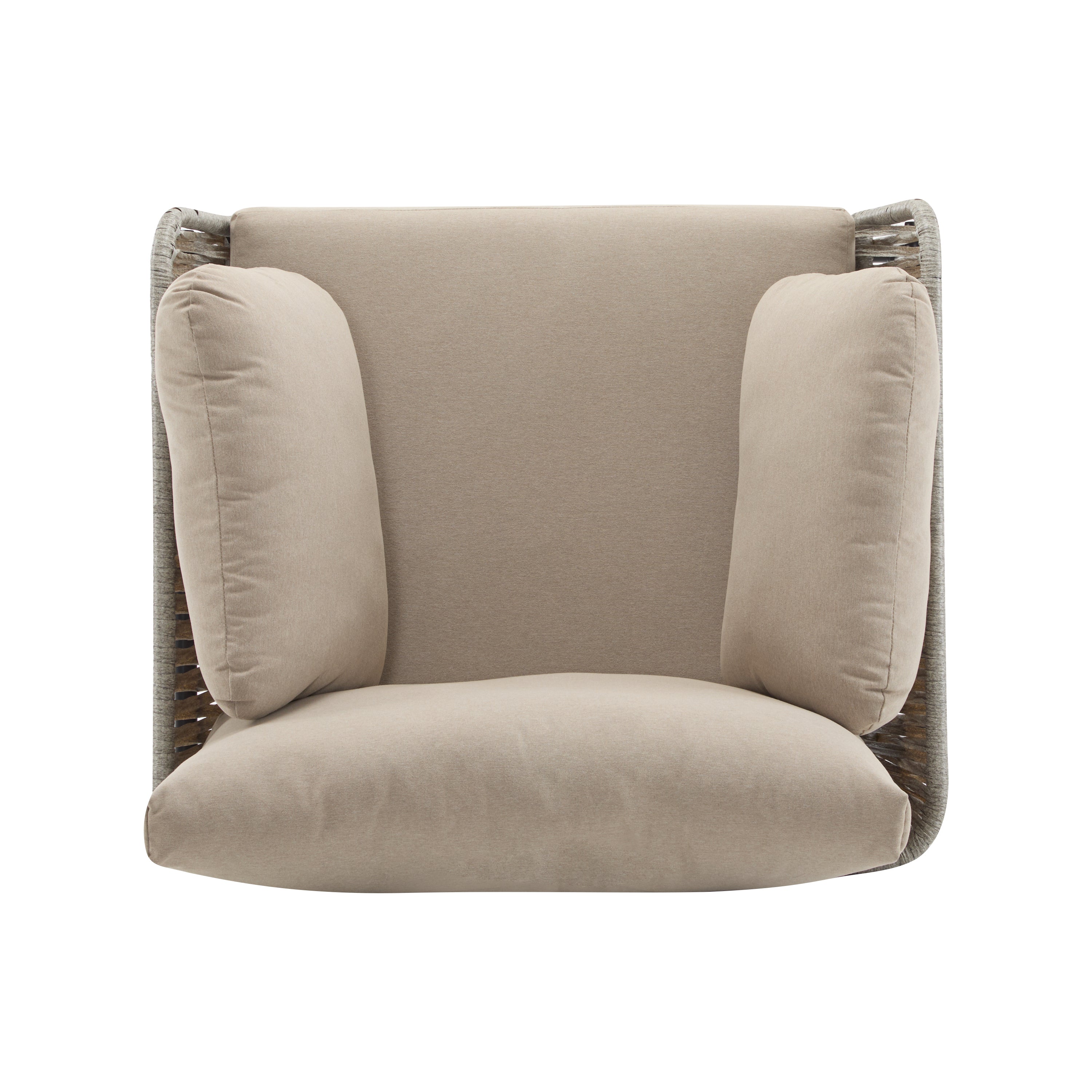 Brisa Outdoor Modern Iron Lounge Chair with Rope Weave