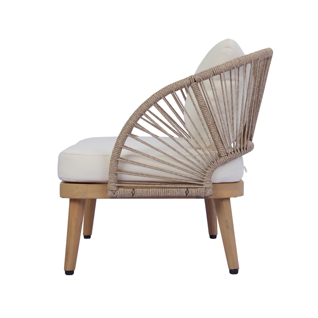 Solstice Outdoor Acacia Wood Club Chair with Handwoven Rope Accents