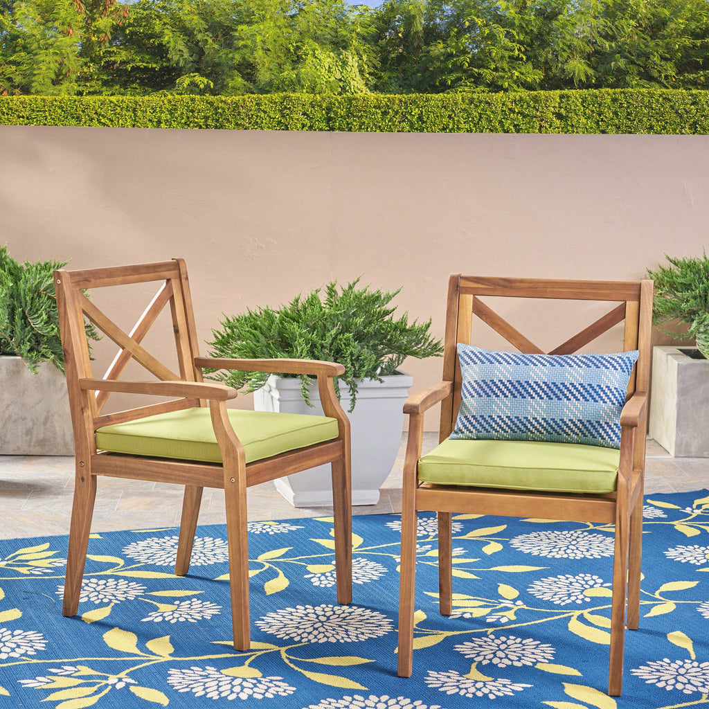 Perla Outdoor Dining Chairs with Cushions, Set of 2