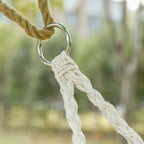 Visioned Outdoor Hanging Hammock Swing Chair with Macrame Design and Soft Cushion