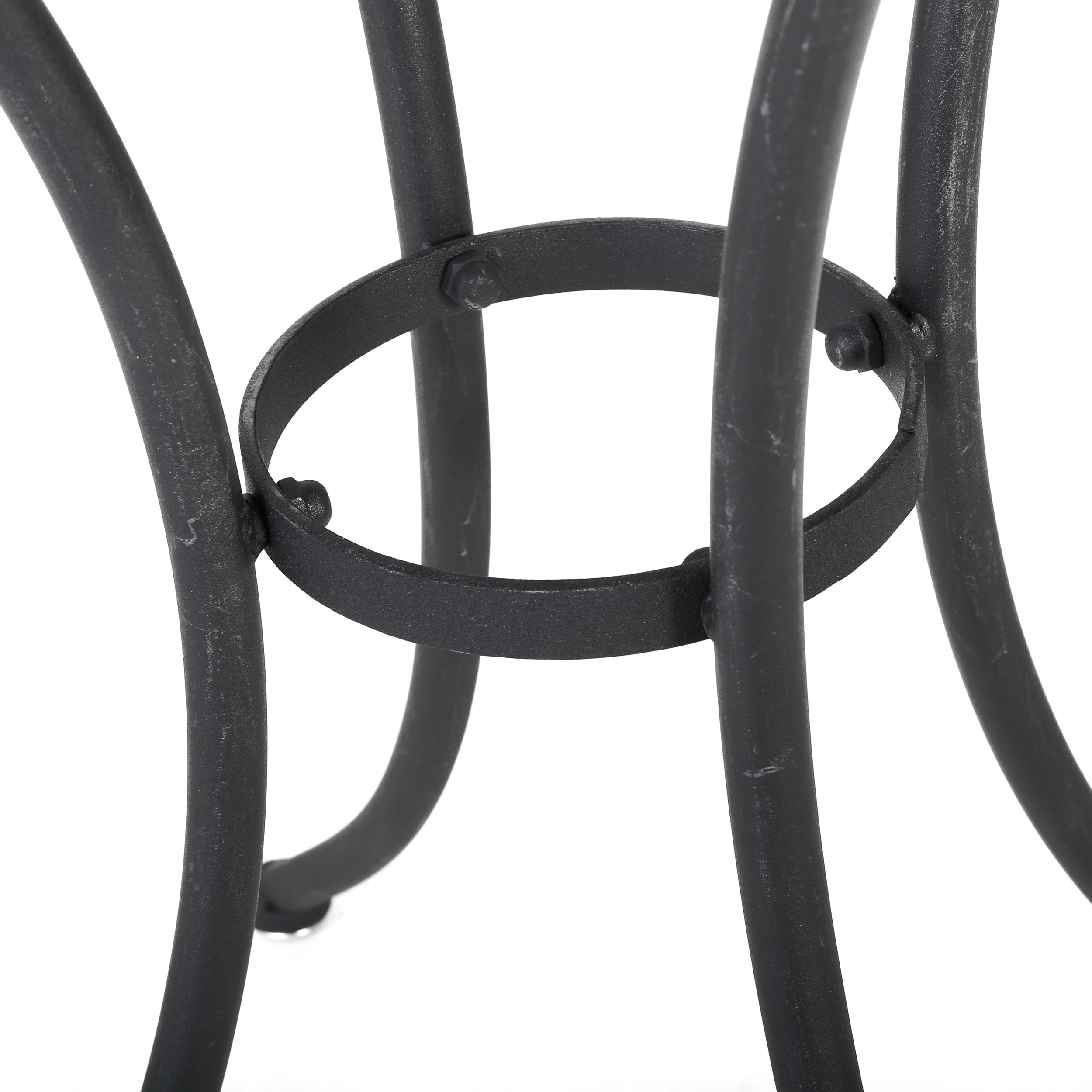 Pursuant 3-Piece Iron Bistro Set with Round Table and 2 Curved Back Chairs
