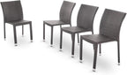 Larache Outdoor Aluminum Armless Rattan Dining Chairs, Set of 4